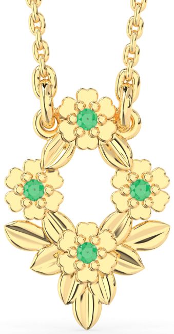 Emerald Gold Flower Necklace