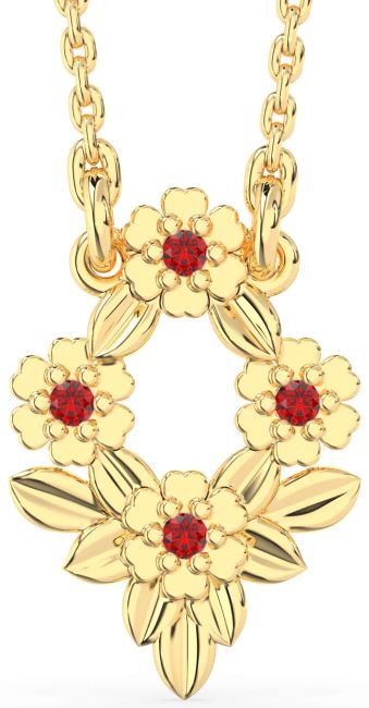 Ruby Gold Silver Flower Necklace
