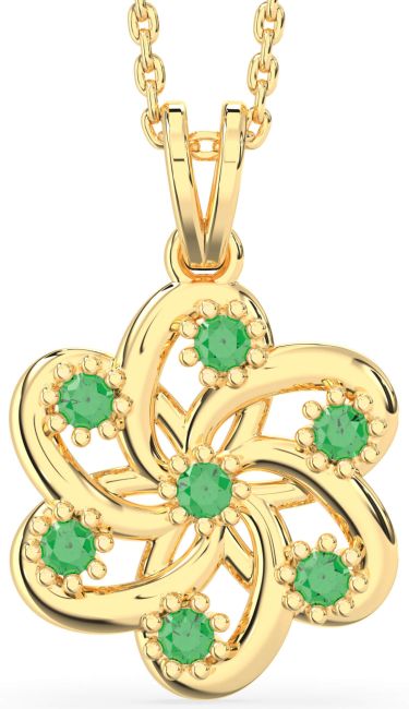 Emerald Gold Knot Necklace