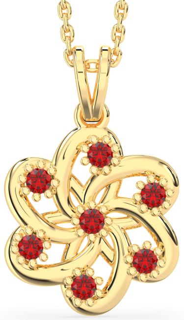 Ruby Gold Silver Knot Necklace