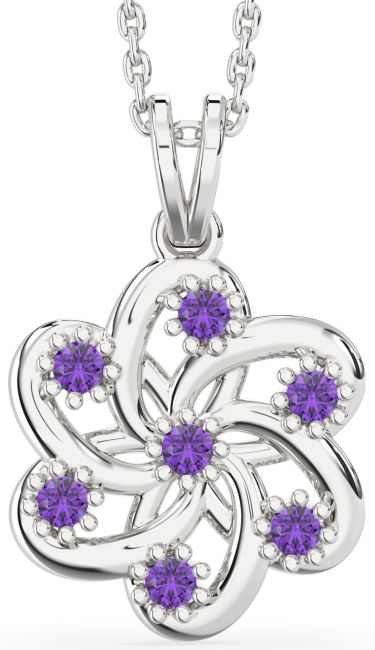 Amethyst Silver Knot Necklace