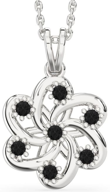 Black Diamond Silver Knot Necklace