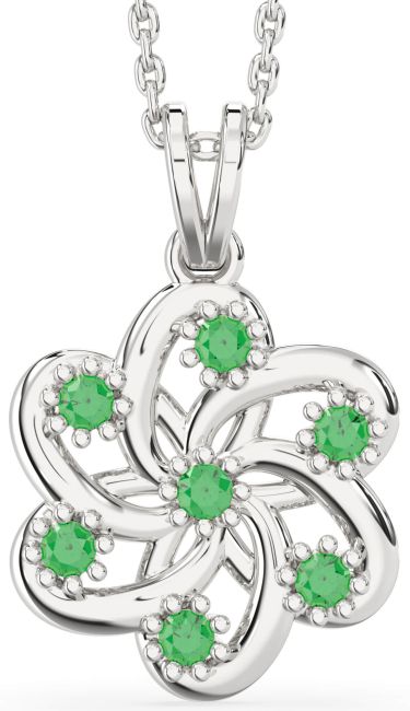 Emerald Platinum Knot Necklace