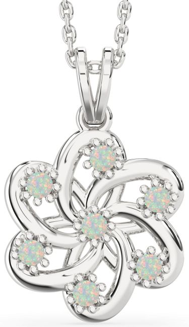 Opal Silver Knot Necklace