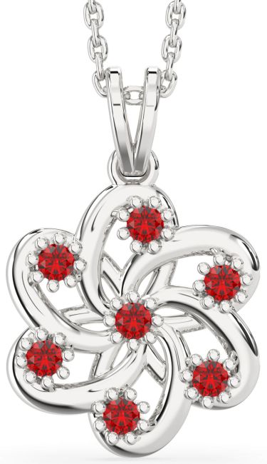 Ruby Platinum Knot Necklace