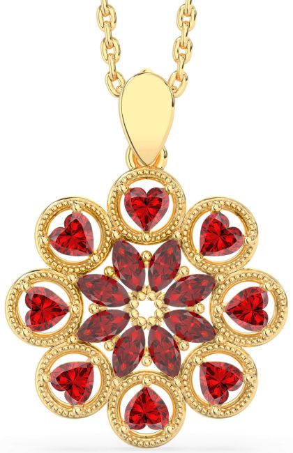 Ruby Gold Silver Heart Necklace