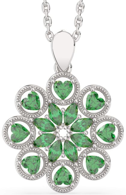 Emerald Platinum Heart Necklace