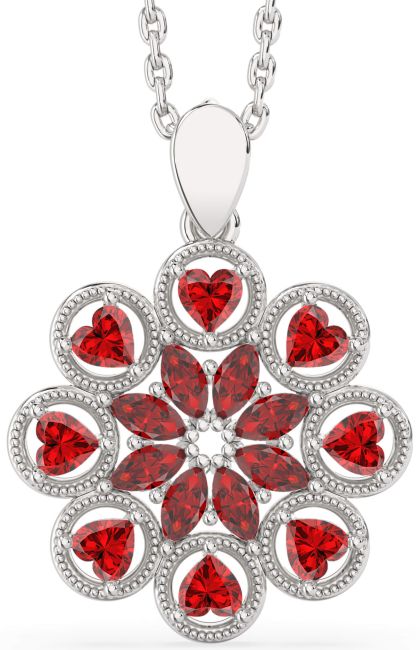 Ruby Platinum Heart Necklace