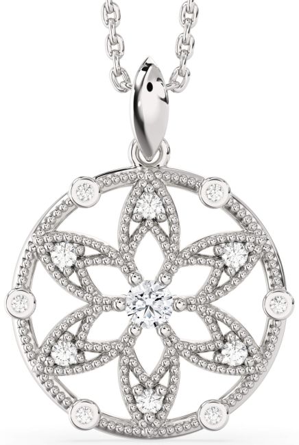 Diamond Platinum Flower Necklace