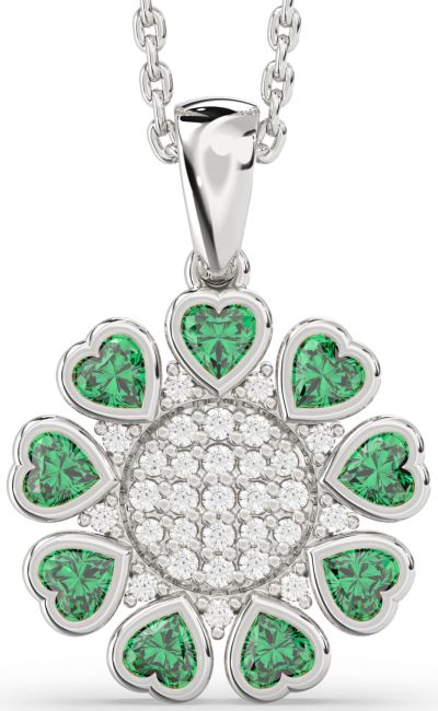 Emerald Platinum Heart Necklace