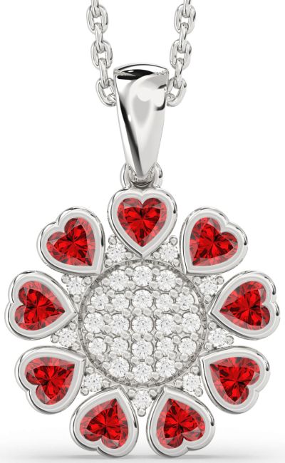 Ruby Platinum Heart Necklace