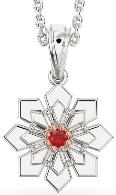 Ruby Rose Gold Silver Flower Necklace