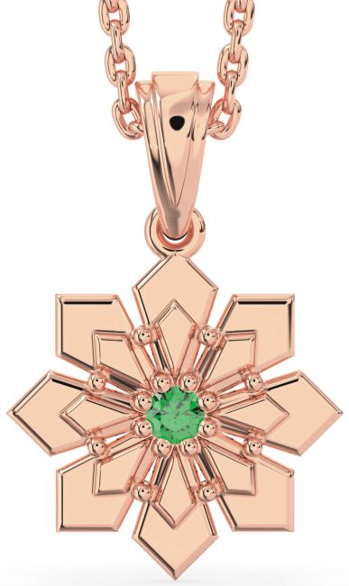Emerald Rose Gold Silver Flower Necklace