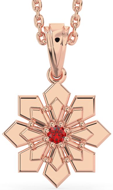 Ruby Rose Gold Silver Flower Necklace