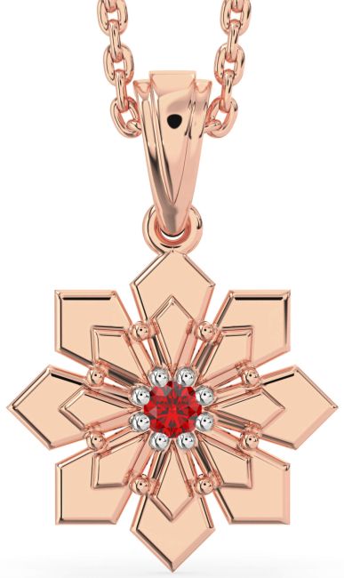Ruby Rose Gold Silver Flower Necklace