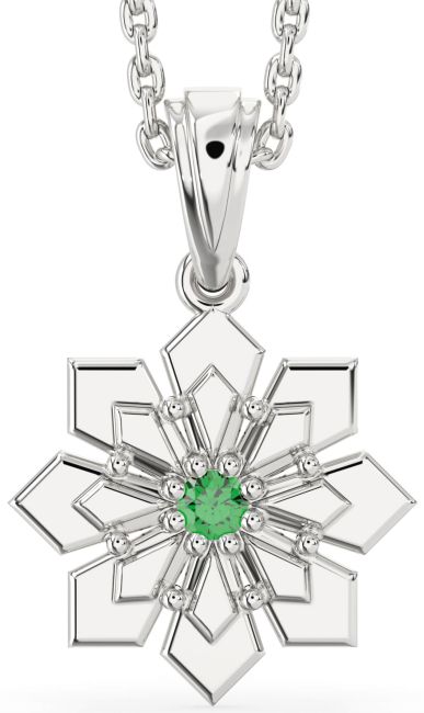 Emerald Platinum Flower Necklace