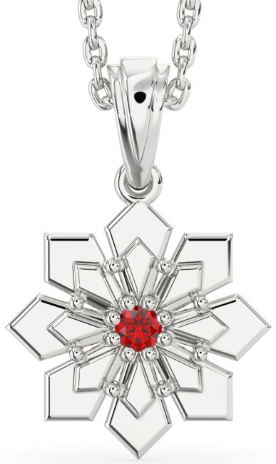 Ruby Platinum Flower Necklace