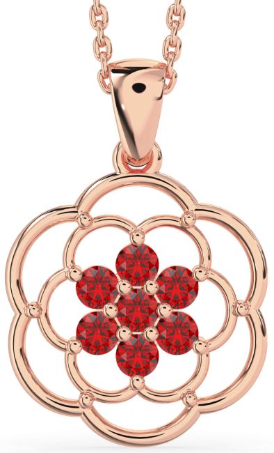 Ruby Rose Gold Flower Necklace