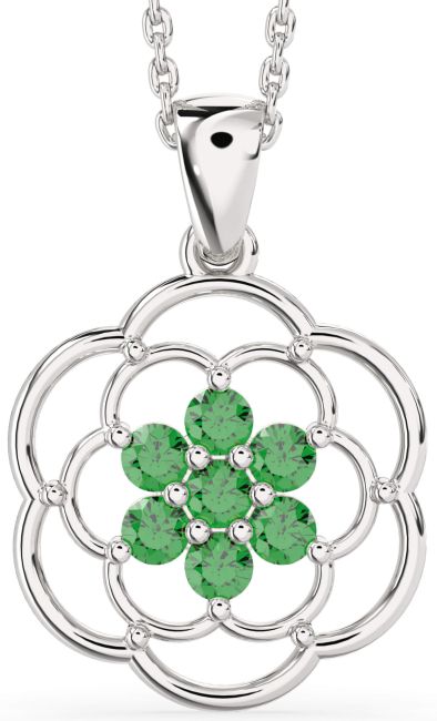 Emerald White Gold Flower Necklace