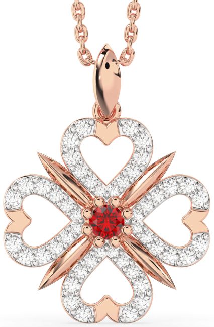 Ruby Rose Gold Clover Necklace
