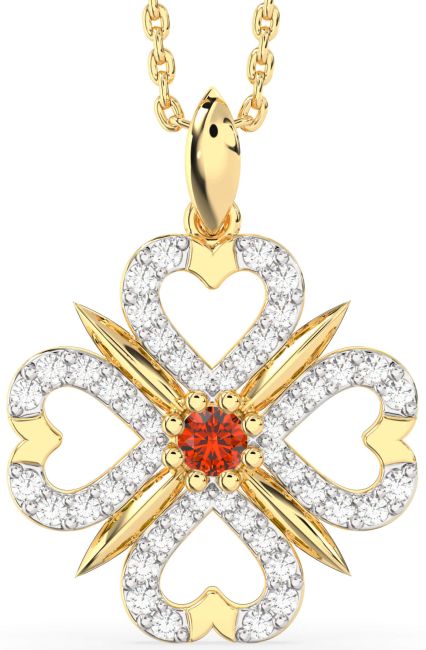 Fire Opal Gold Clover Necklace