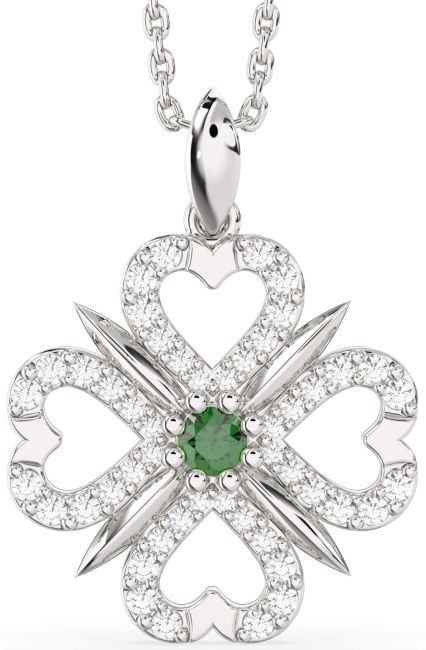 Emerald White Gold Clover Necklace