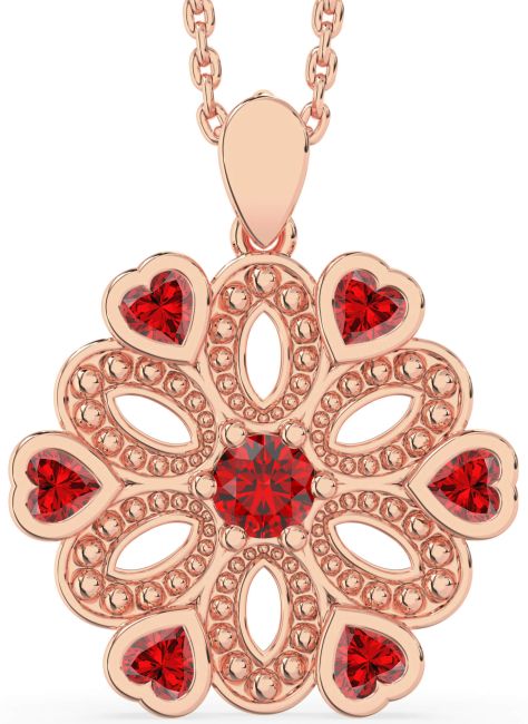 Ruby Rose Gold Flower Necklace