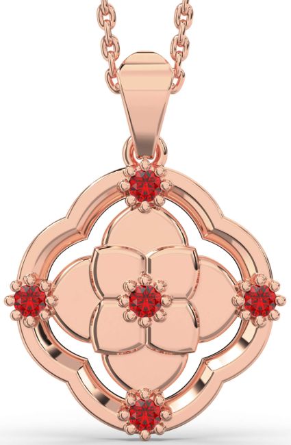 Ruby Rose Gold Flower Necklace
