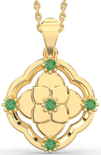 Emerald Gold Flower Necklace