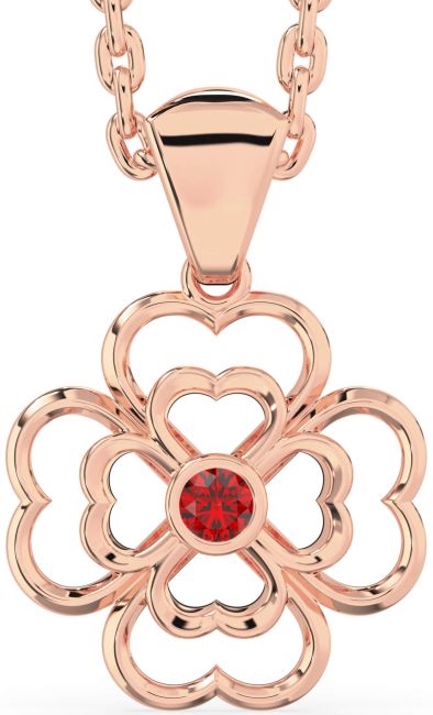 Ruby Rose Gold Clover Necklace