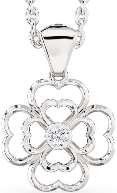 Diamond Platinum Clover Necklace