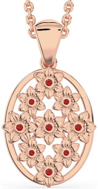 Ruby Rose Gold Silver Flower Necklace