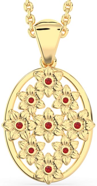 Ruby Gold Flower Necklace