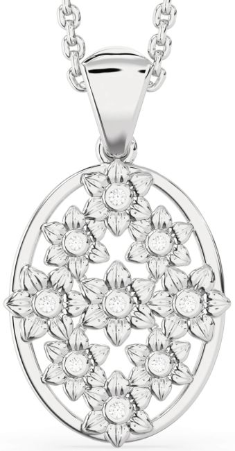 Diamond Platinum Flower Necklace