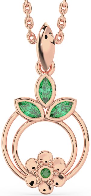 Emerald Rose Gold Flower Necklace