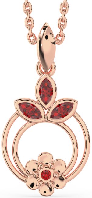 Ruby Rose Gold Silver Flower Necklace