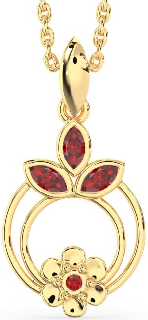Ruby Gold Flower Necklace