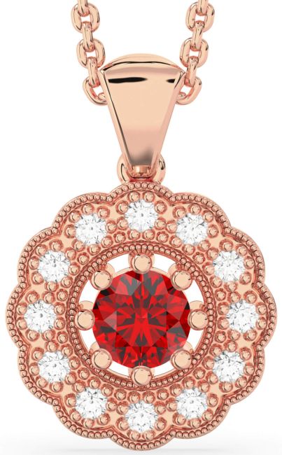 Ruby Rose Gold Flower Necklace