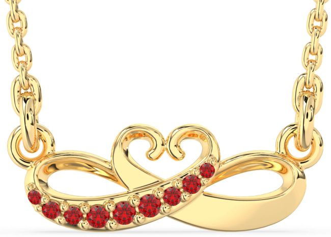 Ruby Gold Silver Infinity Heart Swan Necklace