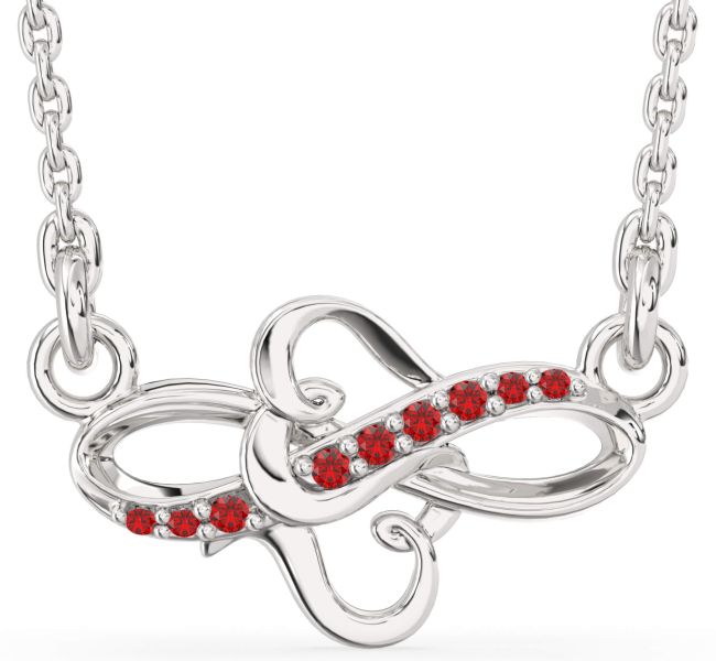 Ruby Platinum Infinity Heart Necklace