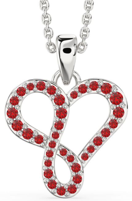 Ruby Platinum Heart Infinity Necklace