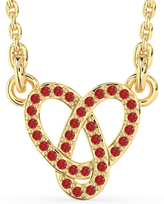 Ruby Gold Silver Knot Necklace