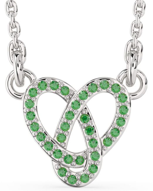Emerald Platinum Knot Necklace