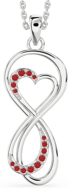 Large Ruby Platinum Infinity Heart Necklace