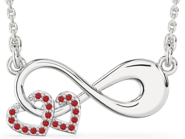 Large Ruby Platinum Infinity Heart Necklace