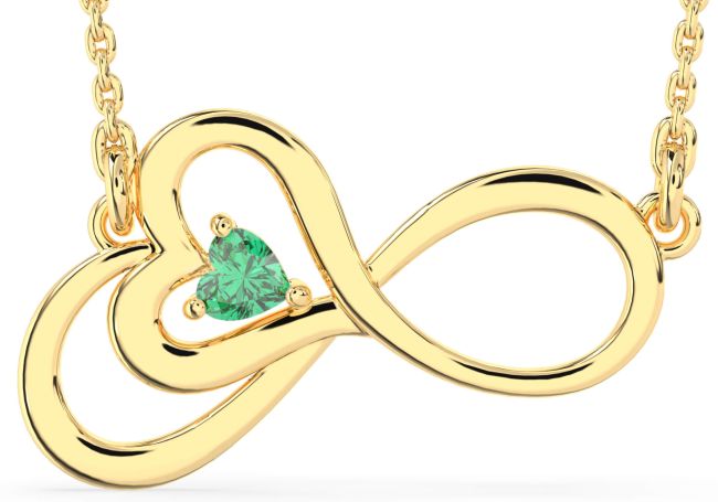 Large Emerald Gold Infinity Heart Necklace