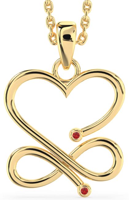 Ruby Gold Silver Heart Infinity Birthstone Necklace