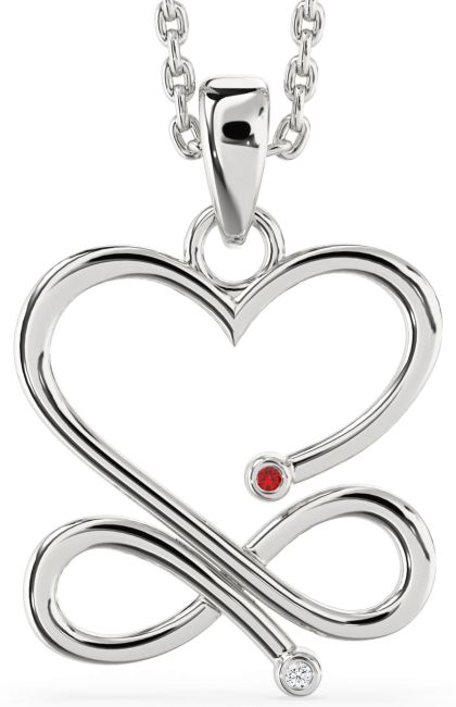 Silver Heart Infinity Necklace