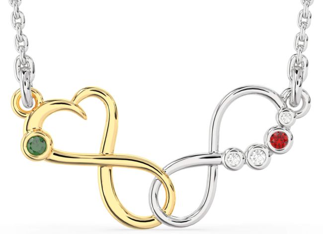 Large Diamond Platinum & Yellow Gold Infinity Interlock Necklace