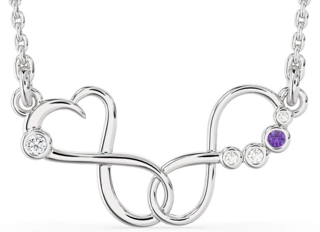 Large Diamond Silver Infinity Interlock Necklace
